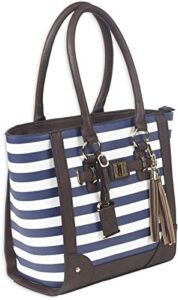 bulldog cases tote style concealed carry purse with holster, navy stripe, 17l