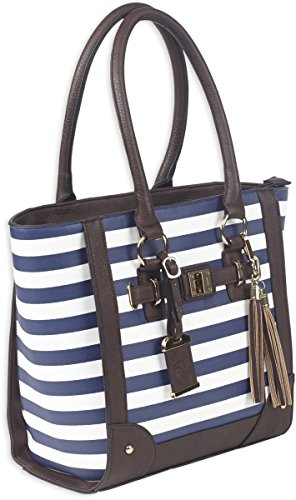 Bulldog Cases Tote Style Concealed Carry Purse with Holster, Navy Stripe, 17L