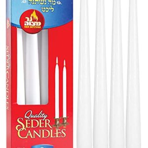 Ner Mitzvah Passover Seder Candles - 8 Hour Burn Time - European Made - Pack of 4 Taper Candles