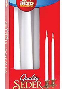 Ner Mitzvah Passover Seder Candles - 8 Hour Burn Time - European Made - Pack of 4 Taper Candles