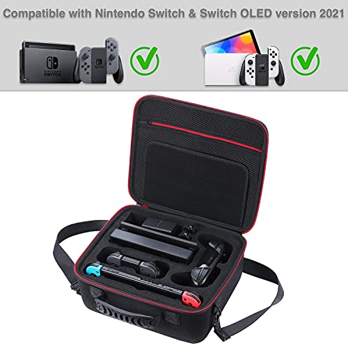 Zadii Hard Carrying Case Compatible with Nintendo Switch and Switch OLED Model 2021, Travel Case fit Switch Pro Controller