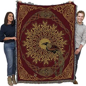 Pure Country Weavers Solstice Ravens Blanket by Jen Delyth - Celtic Gift Tapestry Throw Woven from Cotton - Made in The USA (72x54)