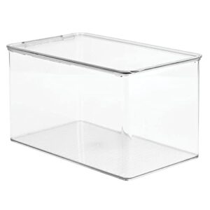 mDesign Stackable Plastic Closet Storage Container Bin Box with Hinge Lid for Organizing Shoes, Booties, Pumps, Sandals, Wedges, Flats, Heels - Lumiere Collection - Clear