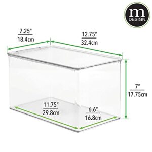 mDesign Stackable Plastic Closet Storage Container Bin Box with Hinge Lid for Organizing Shoes, Booties, Pumps, Sandals, Wedges, Flats, Heels - Lumiere Collection - Clear