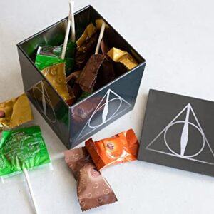 Ukonic Harry Potter Deathly Hallows Tin Storage Box Cube Organizer with Lid | 4 Inches