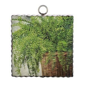 the round top collection – gallery fern basket small sign – wood & metal