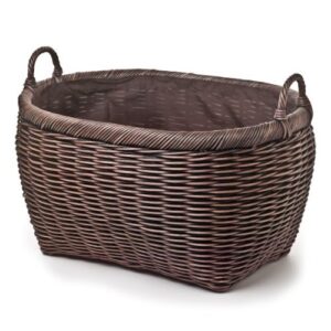 the basket lady oval wicker laundry basket, 25 in l x 19 in w x 14 in h, antique walnut brown