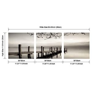 Pyradecor Peace 3 panels Black and White Landscape Canvas Prints on Canvas Wall Art Modern Stretched Pictures Paintings Artwork for Living Room Bedroom Home Décor