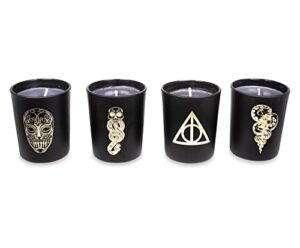 harry potter dark arts scented soy wax candle collection, set of 4 with unique fragrances | 20-hour burn time | home decor housewarming essentials, wizarding world hogwarts gifts and collectibles