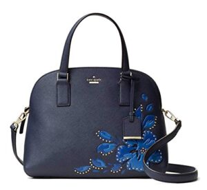 kate spade new york cameron street hibiscus lottie leather satchel bag, blazer blue