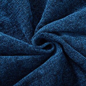 Americanflat 50x60 Chenille Throw Blanket in Blue with - Breathable Polyester with Decorative Fringe - Wrinkle and Fade Resistant