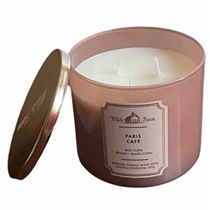 Bath & Body Works Paris Cafe White Barn Glass Scented 3 Wick Candle with Lid - Single