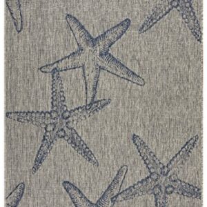 Ox Bay Celeste Coastal Starfish Indoor/ Outdoor Area Rug, Gray/Navy, 5' x 7'