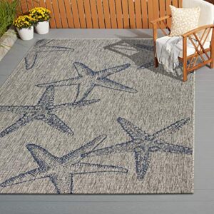 Ox Bay Celeste Coastal Starfish Indoor/ Outdoor Area Rug, Gray/Navy, 5' x 7'