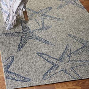 Ox Bay Celeste Coastal Starfish Indoor/ Outdoor Area Rug, Gray/Navy, 5' x 7'