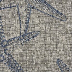 Ox Bay Celeste Coastal Starfish Indoor/ Outdoor Area Rug, Gray/Navy, 5' x 7'