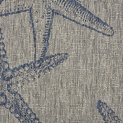 Ox Bay Celeste Coastal Starfish Indoor/ Outdoor Area Rug, Gray/Navy, 5' x 7'