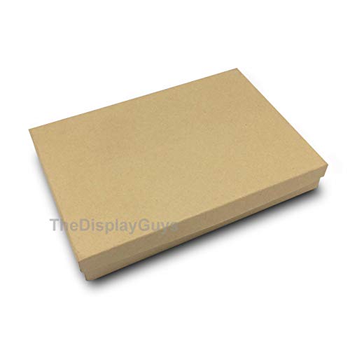 TheDisplayGuys 25-Pack #53 Cotton Filled Cardboard Paper Jewelry Box Gift Case - Kraft Brown (5 7/16 x 3 15/16 x 1#53)