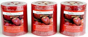 luminessence(tm) apple cinnamon scented pillar candles, 3 pillar candles in each pack – – wonderful aroma – long lasting – inexpensive – each soy wax candle has a wonderful apple cinnamon scent