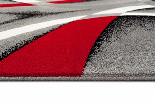 Persian Area Rugs 2305 Gray Black Red White 6 x 9 Modern Abstract Area Rug Carpet