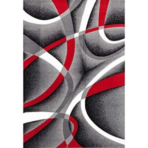 Persian Area Rugs 2305 Gray Black Red White 6 x 9 Modern Abstract Area Rug Carpet