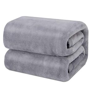 emme velvet fleece twin blanket quality high-density bed blankets for couch silky soft twin blankets premium cozy fleece blankets and throws lightweight and warm for all season (grey, 60″ x 80″)