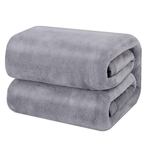 EMME Velvet Fleece Twin Blanket Quality High-Density Bed Blankets for Couch Silky Soft Twin Blankets Premium Cozy Fleece Blankets and Throws Lightweight and Warm for All Season (Grey, 60" x 80")