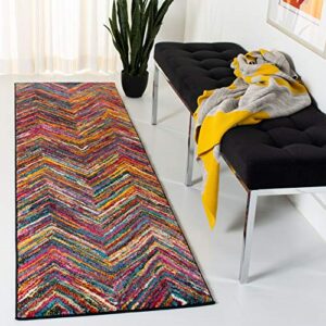 safavieh aruba collection 2’3″ x 8′ multi arb505m boho chevron runner rug