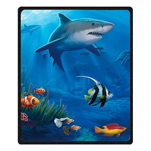 Qihua Printing Shark SEA Fish Blanket Velvet Plush Throw Blanket Bed Blankets Super Soft and Cozy Fleece Feeling Blanket for Travelling 58"(Width) x 80"(Length)