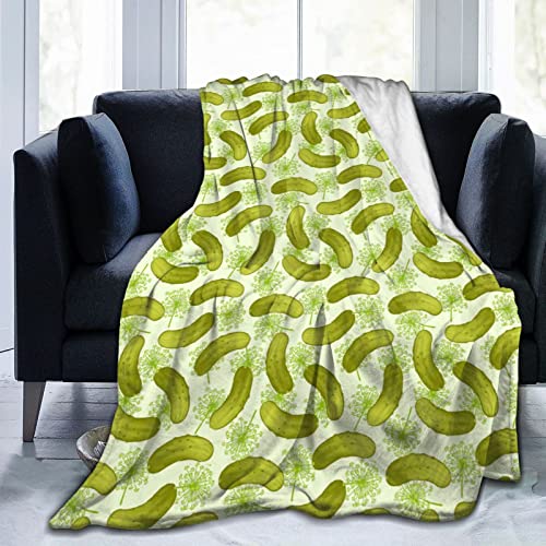 Throw Blanket New Dill Pickles Ultra- Soft Micro Fleece Blanket Throw 50"" x40 Cozy Luxury Bed Blanket for Bed Sofa Couch Living Room Fall Spring Winter Use Throw Blanket for Men Womens BONLOR