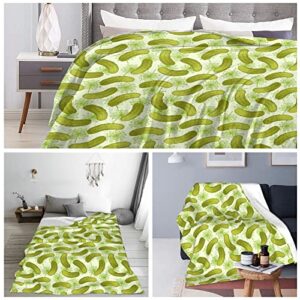 Throw Blanket New Dill Pickles Ultra- Soft Micro Fleece Blanket Throw 50"" x40 Cozy Luxury Bed Blanket for Bed Sofa Couch Living Room Fall Spring Winter Use Throw Blanket for Men Womens BONLOR