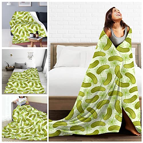 Throw Blanket New Dill Pickles Ultra- Soft Micro Fleece Blanket Throw 50"" x40 Cozy Luxury Bed Blanket for Bed Sofa Couch Living Room Fall Spring Winter Use Throw Blanket for Men Womens BONLOR