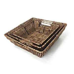 Trademark Innovations Set of 3 Square Wicker Look Baskets With Built In Handles