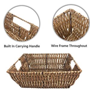 Trademark Innovations Set of 3 Square Wicker Look Baskets With Built In Handles