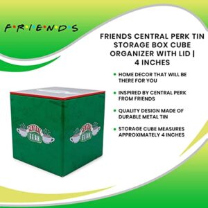 Friends Central Perk 4-Inch Tin Storage Box Cube Organizer with Lid | Basket Container, Cubby Cube Closet Organizer, Home Decor Playroom Accessories | Nostalgic Gifts And Collectibles