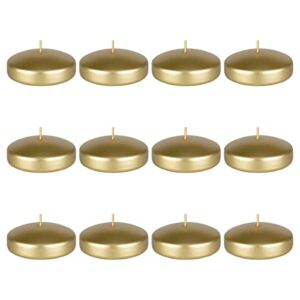 mega candles 12 pcs unscented gold floating disc candle, hand poured paraffin wax candles 3 inch diameter, home décor, wedding receptions, baby showers, birthdays, celebrations & party favors