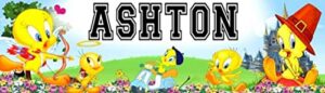 tweety bird – 8.5″x30″ personalized name poster, customize with your child’s name, birthday party banner
