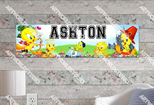 Tweety Bird - 8.5"x30" Personalized Name Poster, Customize With Your Child's Name, Birthday Party Banner