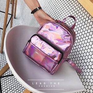 Amosfun Chic Holographic Backpack Cute Hologram Shoulder Bag Satchel Christmas Birthday Valentine's Day Gift for Women