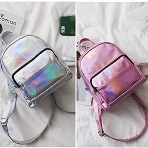 Amosfun Chic Holographic Backpack Cute Hologram Shoulder Bag Satchel Christmas Birthday Valentine's Day Gift for Women