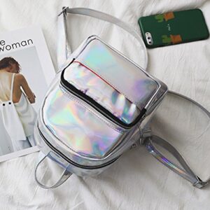 Amosfun Chic Holographic Backpack Cute Hologram Shoulder Bag Satchel Christmas Birthday Valentine's Day Gift for Women