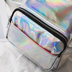 Amosfun Chic Holographic Backpack Cute Hologram Shoulder Bag Satchel Christmas Birthday Valentine's Day Gift for Women