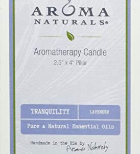 Aroma Naturals Essential Oil Tranquility Pillar Candle, 2.5" x 4", Lavender, 11 Ounce