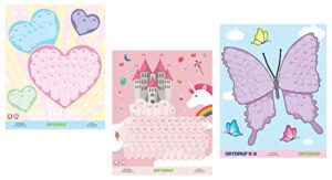 ortopad® girls reward poster pack, includes 3 posters, hearts / castle / butterfly