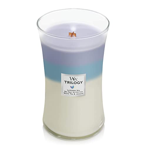 WoodWick Calming Retreat Trilogy 3-in-1 Hourglass Jar Scented Candle, Large 22 oz.