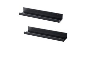set of 2 modern black floating ledge shelf for photos, pictures, frames mosslanda 21 3/4″ each