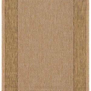 SAFAVIEH Courtyard Collection 4' x 5'7" Natural / Gold CY7987 Indoor/ Outdoor Waterproof Easy-Cleaning Patio Backyard Mudroom Accent-Rug