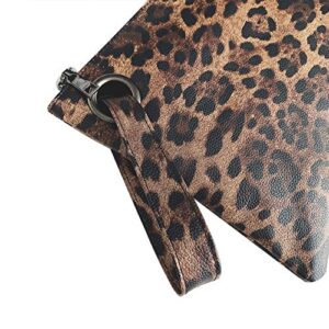 Womens Oversized Clutch Bag Purse Retro Leopard Envelope Evening Wristlet Handbag (Leopard)