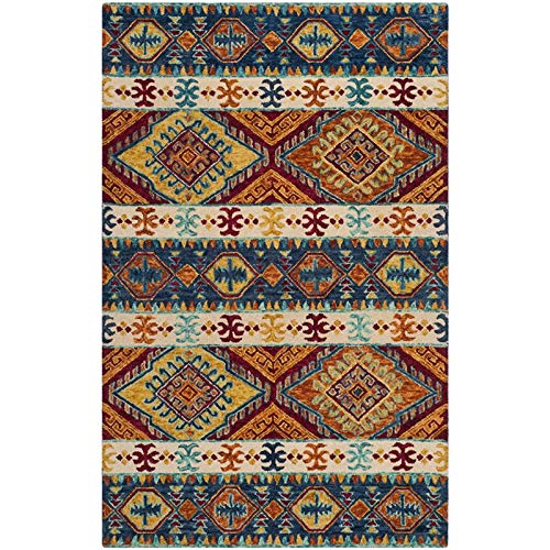 SAFAVIEH Aspen Collection 6' x 9' Navy/Ivory APN502A Handmade Boho Wool Area Rug