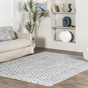 nuloom rosanne transitional striped area rug, 6′ 7″ x 9′, blue